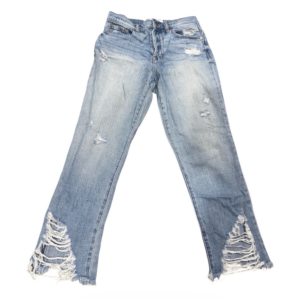 Pistola Women 27 Light Distressed Straight Leg Jeans Button Fly P6883KEE-RHT